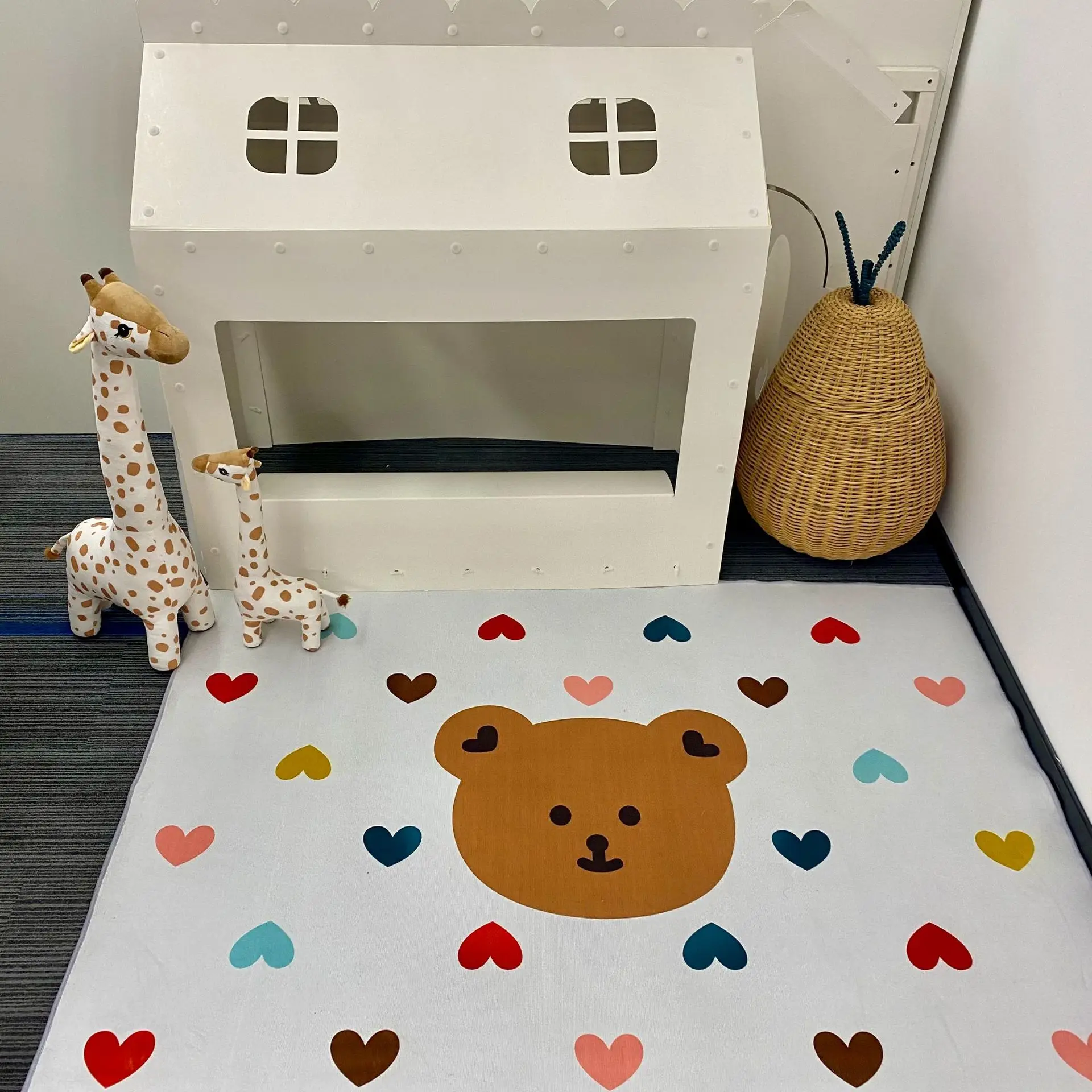 Ins Cartoon Carpet Cute Bear Baby Non-slip Play Mat Photography Background Children's Room Decoration Floor Mats Crawling | Мать и