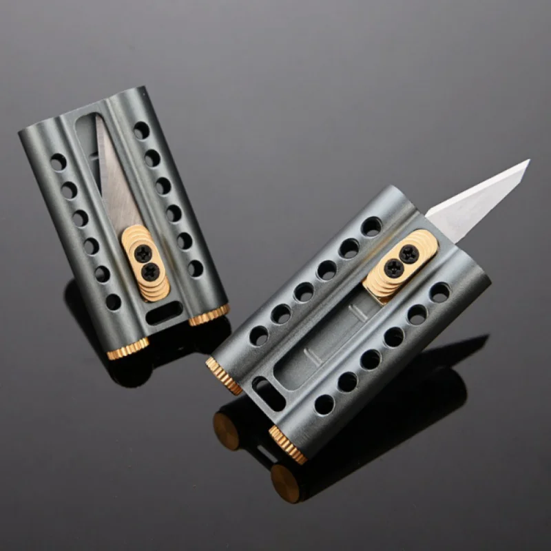 

EDC Mini Folding Knife Detachable Knife Paper Cutting Mosquito Repellent Mini Blade Knives Brass Pocket Key Ring Multi Tools