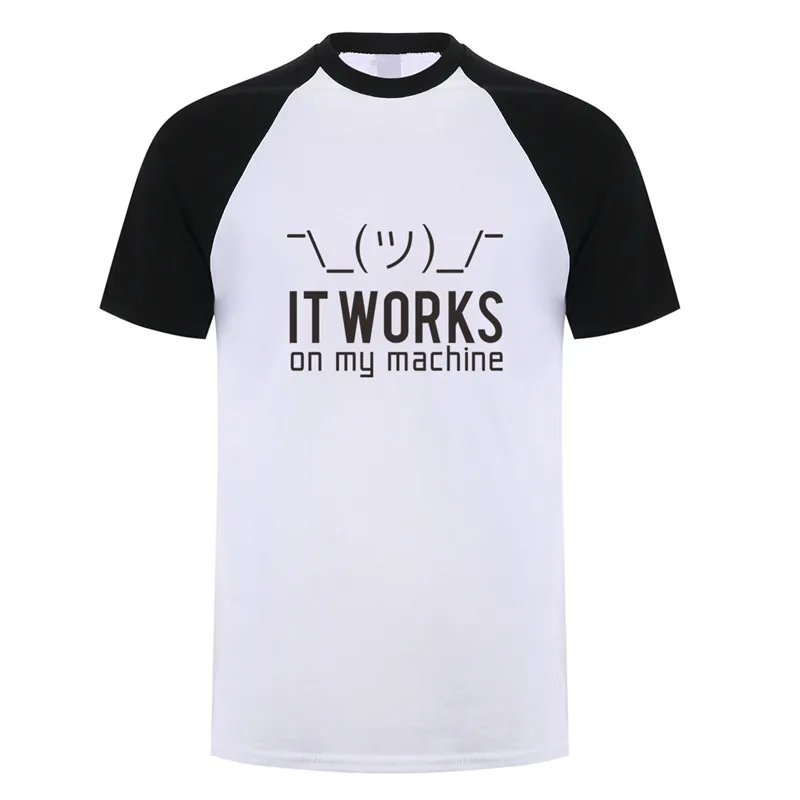 Летние мужские футболки, Забавные футболки с надписью «Geek It works on my machine», мужские хлопковые футболки с коротким рукавом и компьютерным программатором, OZ-148