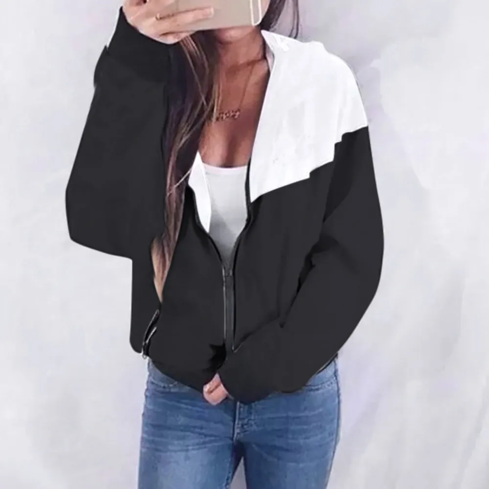 Женские куртки с капюшоном осень 2019 Повседневная ветровка базовые пальто черные