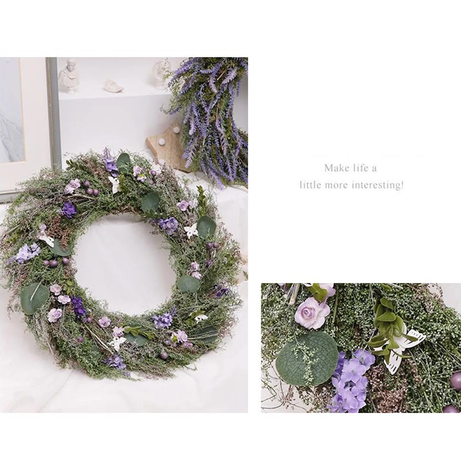 

Floral Decor Home Door Flower Wreath Garlands Hanging Easter Simulation 45cm/48cm Rattan Natural Artificial Flowers Wreaths