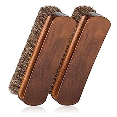 

2pcs/set Horsehair Shoe Brush Shine Brushes scraping tool with Horse Hair Bristles for Boots, Shoes & Other Leather Care Brush