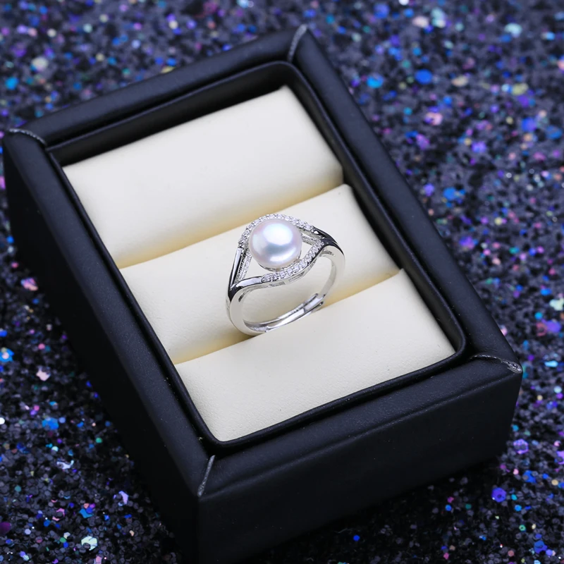 FENASY Natural Freshwater Pearl Rings New Fashion Trendy Zircon Party Silver Color Adjustable For Women Wholesale | Украшения и