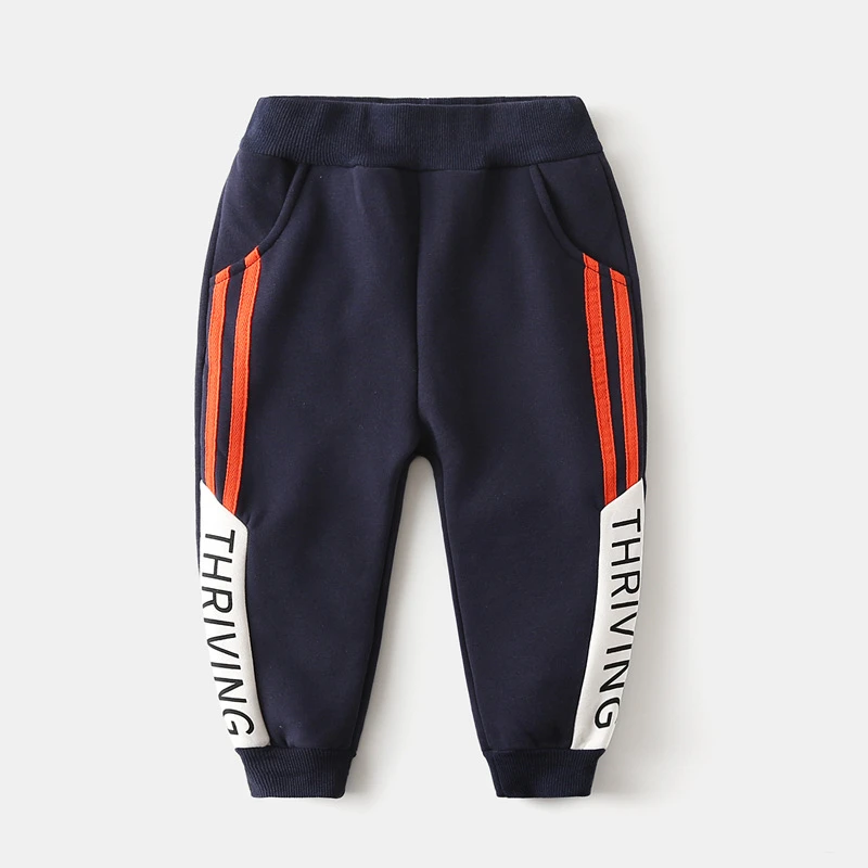 

Fashion Print Letters Striped Fleece-lined Toddler Boy Pants Fall Clothes Kids Trousers Boys Cute Children 2 To 8 Years Old