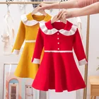 Детский осенний свитер для девочек, вязаное платье принцессы, Детская трапециевидная одежда для малышей