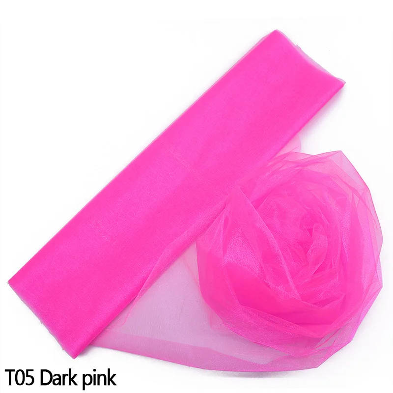 T05 dark pink 10 м 48/72 см пряжа Тюль рулон органзы из фатина с лентой, для Юбка для стола ткань для малыша День рождения Baby Shower деревенский Свадебные украшения - Цвет: T05 dark pink