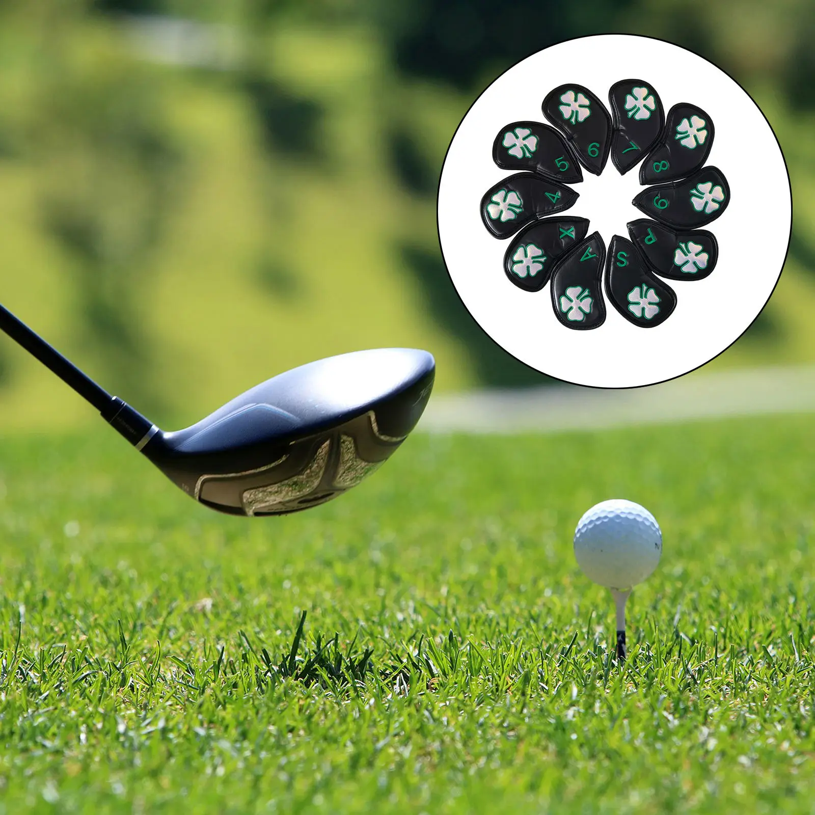 

Golf Club Head Covers Hybrid Protective Four Leaf Clo ver Tag for All Brands