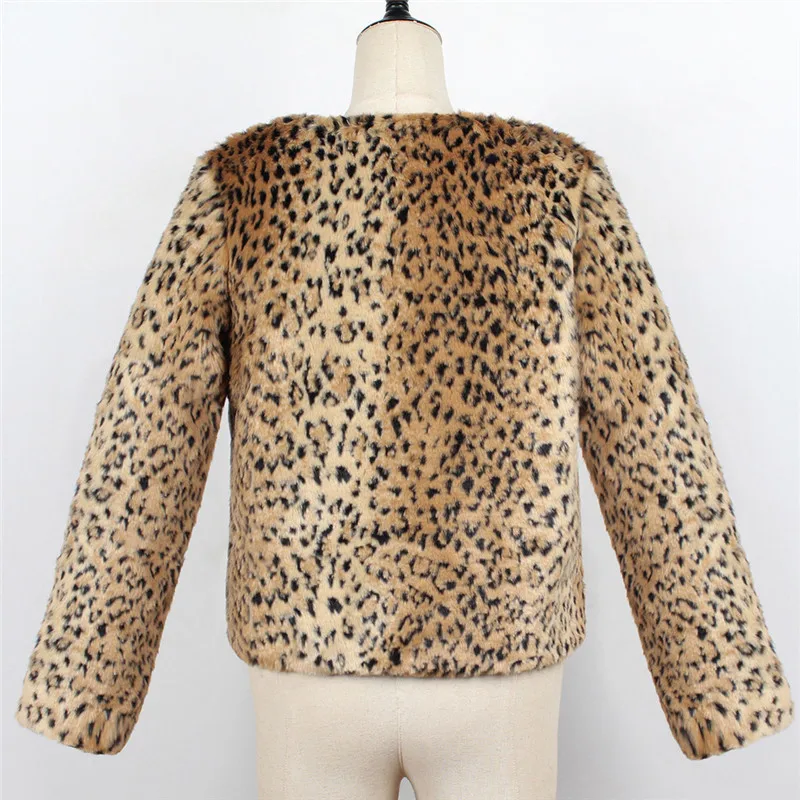 

Leopard Print Short Slim Top Plush Fake Fur Coat Slimming Women Furry Jacket Women's Outerwear Women Winter Coats Leopard Coat