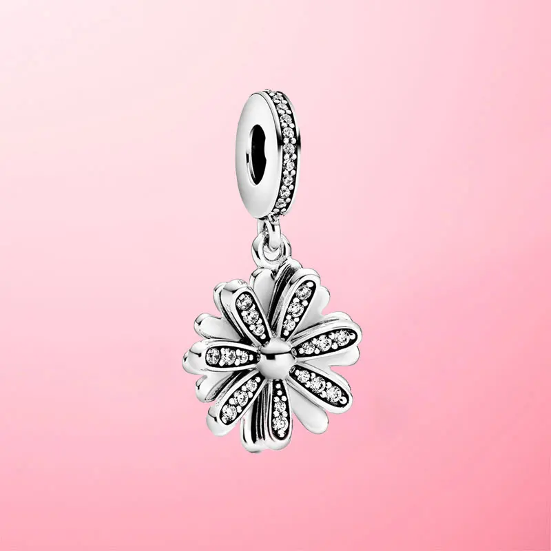 

Real 925 Sterling Silver Sparkling Daisy Flower Dangle Charm Beads fit Original Pandora Charms Bracelet Pendant Necklace Jewelry