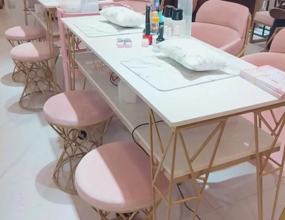

Nordic double-layer nail art table and chair set combination set marble
