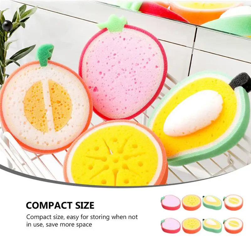 

8Pcs Baby Bath Shower Sponge Assorted Fruit Shape Sponges for Baby Toddler Kids