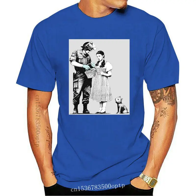 

Дизайнерская хлопковая Футболка с рисунком Бэнкси Stop And Search, забавная уличная футболка с коротким и длинным рукавом