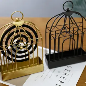 nordic iron insect mosquito coil holder hanging home decoractive gold shelves vintage incense burner ornament bird cage free global shipping