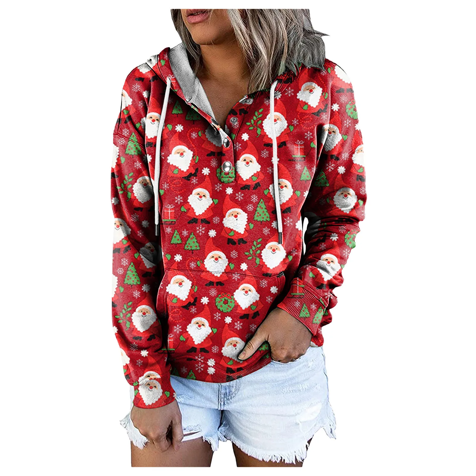 

Свитшот женский на завязках с карманами, Повседневная Толстовка с длинным рукавом, худи с градиентным принтом, свитшот, топы