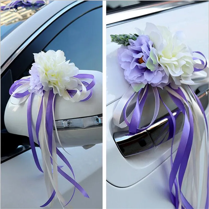 

Wedding Car Decoration Flower Door Handles Rearview Mirror Decorate Artificial Flower Accessories Wedding Handle Decorate