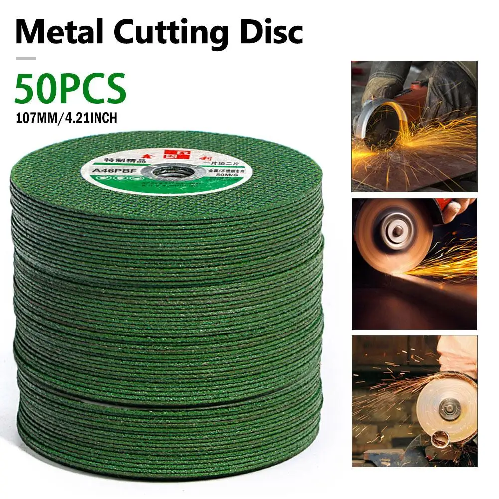 50pcs Green 50 шт. режущие диски 100 Угловая шлифовальная машина из нержавеющей стали, металлические шлифовальные диски, диски из смолы, режущий диск для угловой шлифовальной машины - Color: 50pcs Green