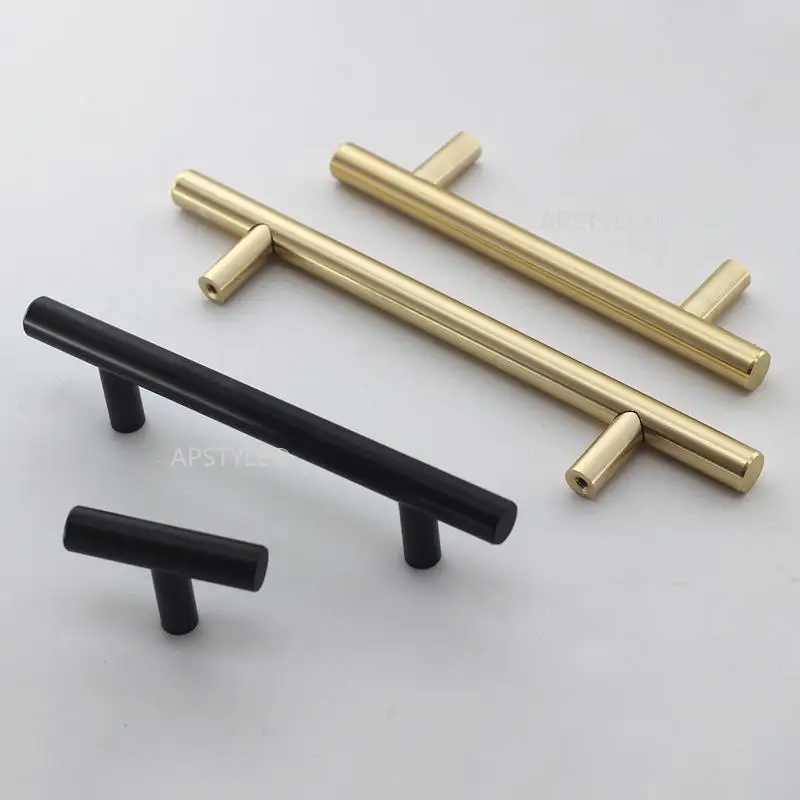 

Black Golden Cupboard Handle Brushed Stainless Steel Kitchen Cabinet Door Knob Furniture Drawer Pull Hardware Pulls Bar Handle