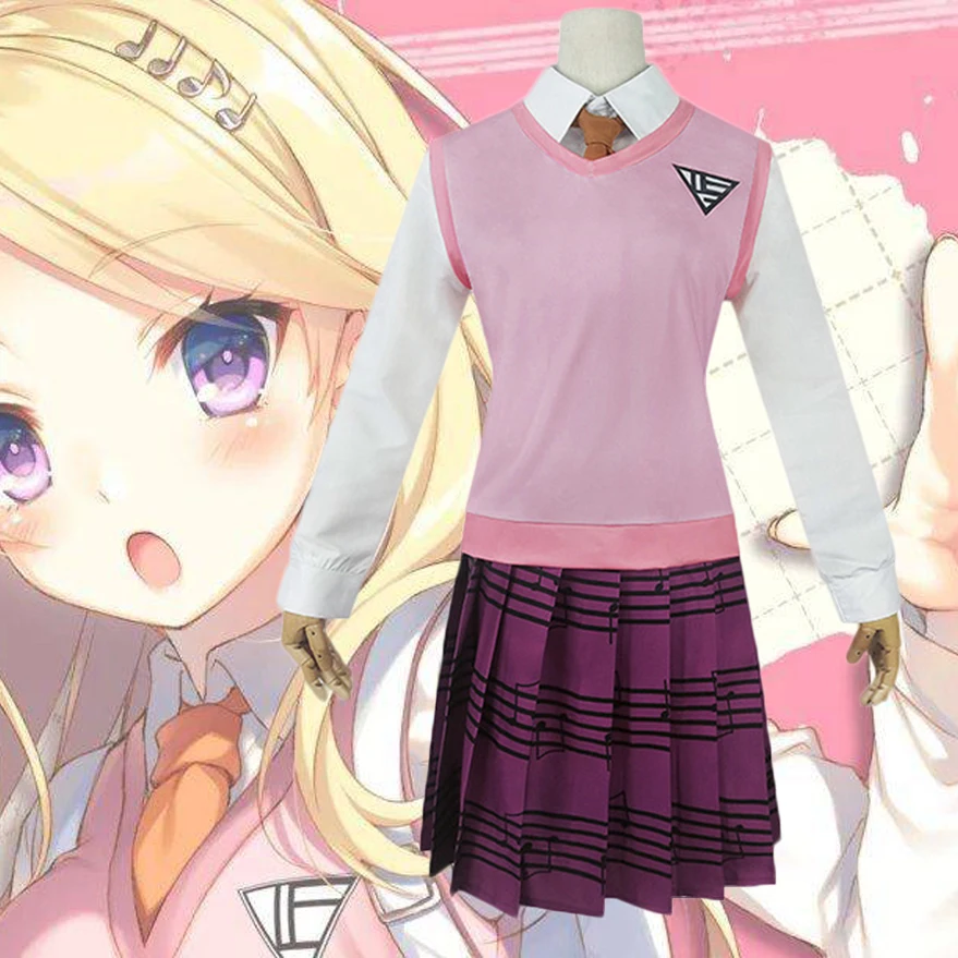 

Игра Danganronpa V3 Killing Harmony Akamatsu Kaede Косплей Костюм Аниме Униформа полный комплект одежды рубашка жилет юбка парик C83C20