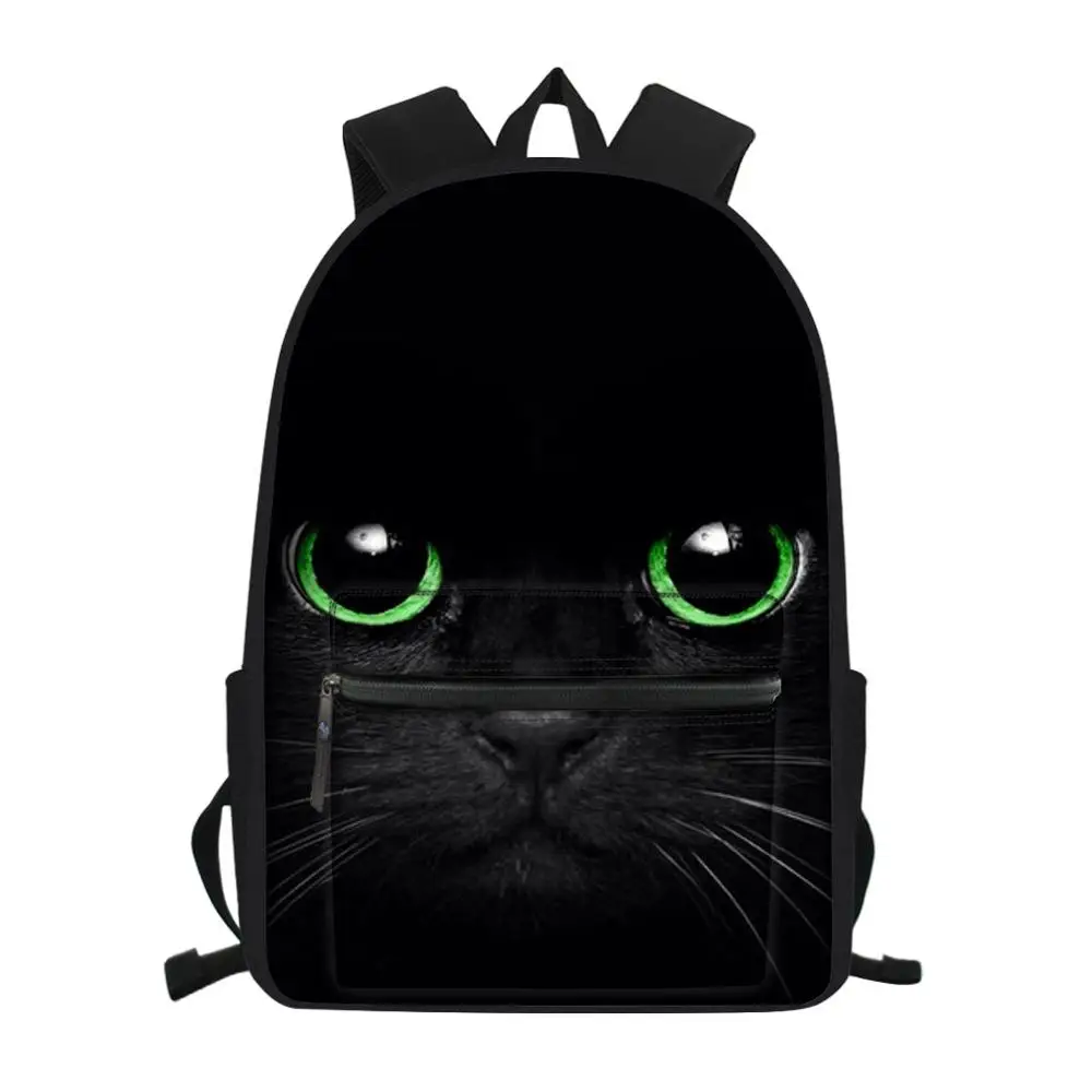 Модный детский холщовый рюкзак с рисунком черных кошек, школьные сумки для книг для девочек, женские многофункциональные дорожные рюкзаки