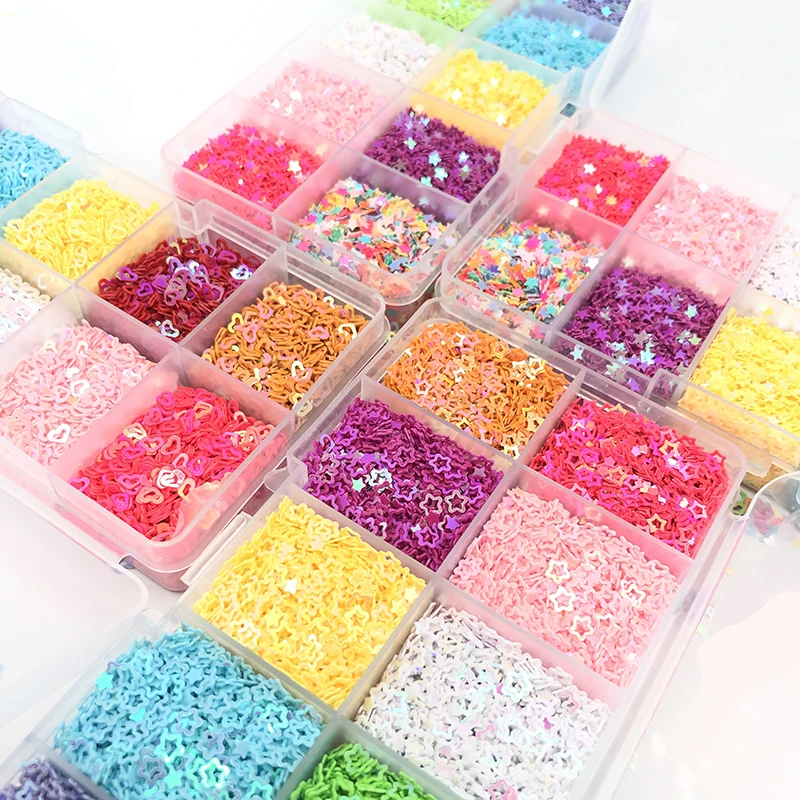 Пайетки россыпью в форме сердца/звезды плоские ПВХ для творчества нейл-арта