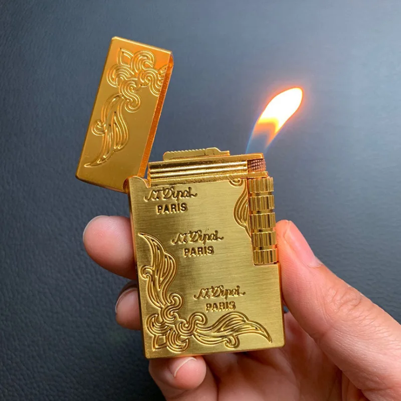 

Fashon Ping Sound Grinding Wheel Gas Cigarette Lighters Creative Men Metal Inflatable Butane Gas Flame Lighter Best Gift