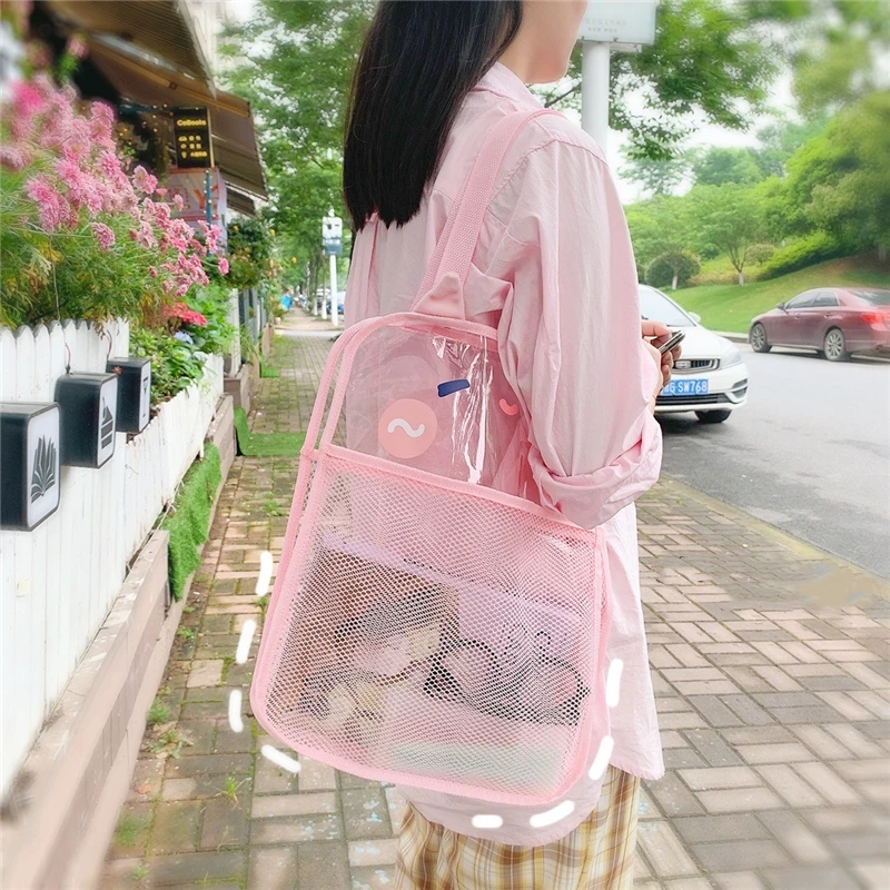 Handbag Female Net Yarn Cosmetic Bag Large Capacity Portable Shoulder Bag Storage Bag Outdoor Beach Bag