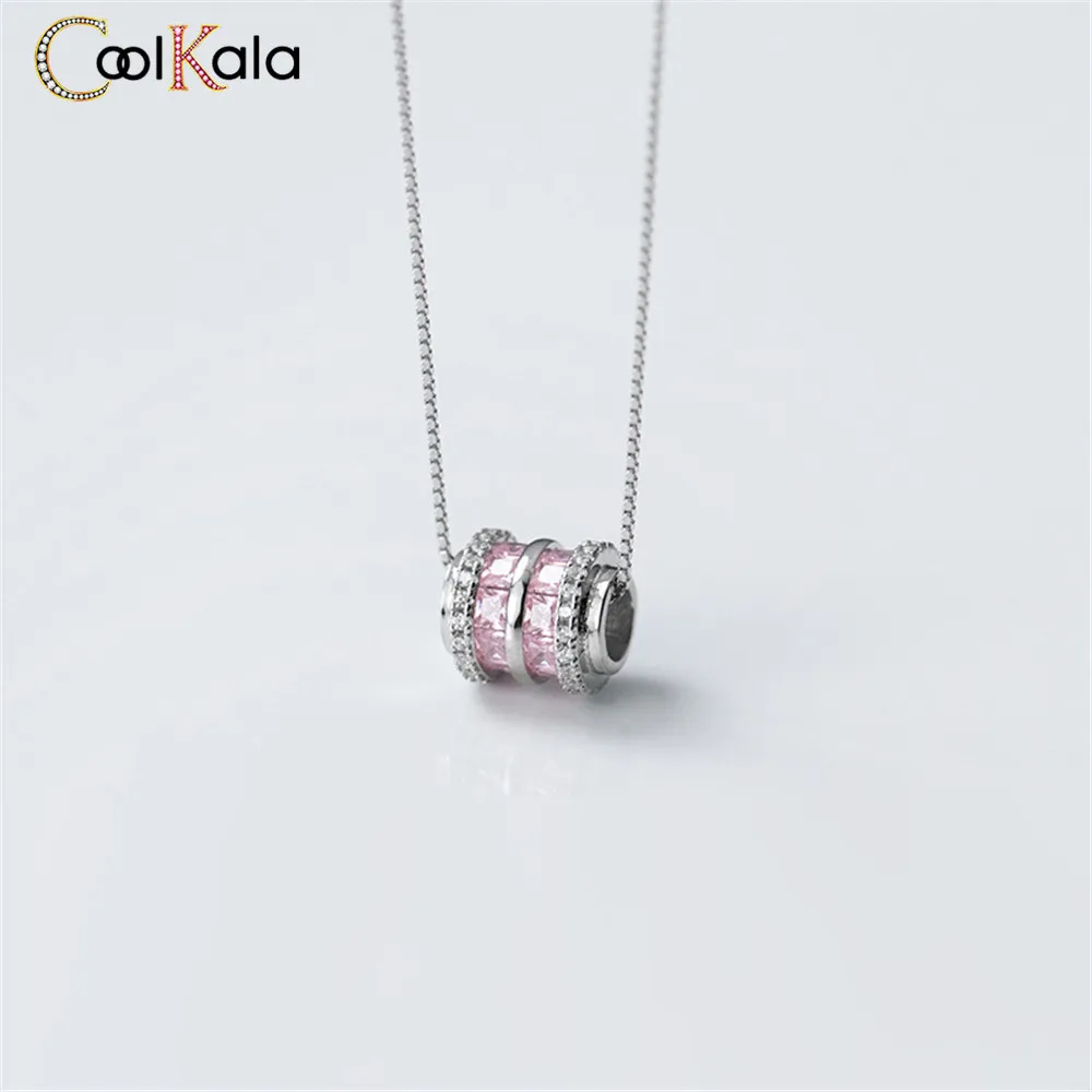 

Coolkala Silver Women's Fashion Temperament Pink Ring Simple Personality Sweet Necklace