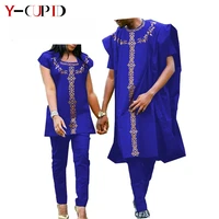 african clothes for couples dashiki women top and pants sets match men 2 pieces robe sets bazin riche wedding party wear a20c007