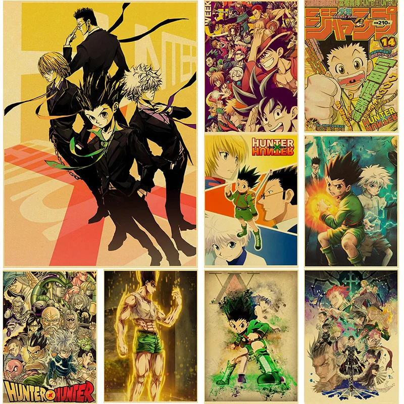 

Японский классический винтажный аниме плакат Hunter×Hunter крафт-бумага Ретро Плакаты для комнаты бара кафе Настенный декор