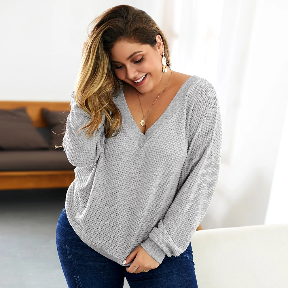 Свитер женский осенне-зимний с длинным рукавом и V-образным вырезом | Женская