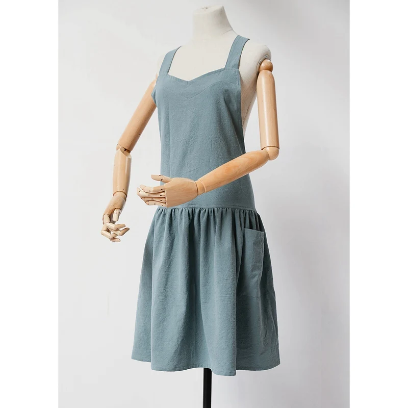 

Cotton Simple Florist Apron Coffee Shop Working Apron BBQ Bib Apron For Women Cooking Gardening Apron Pinafore Korean Style