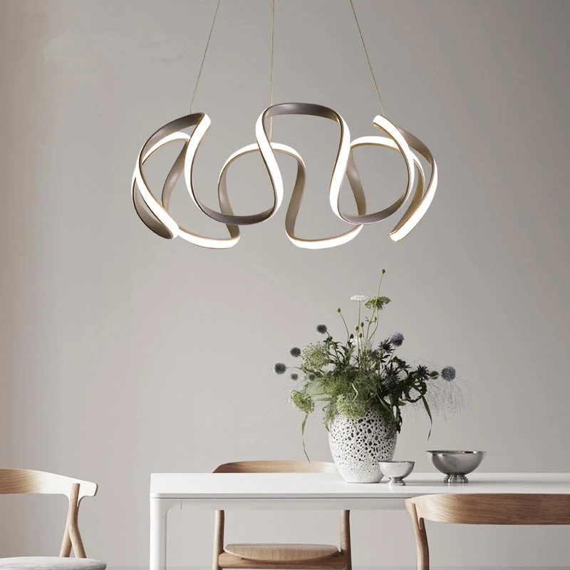 

Gold Gray Chrome Modern Led Chandelier for Living Room Dining Room Remote Control Hang Indoor Lighting Ceiling Chandelier Lamp