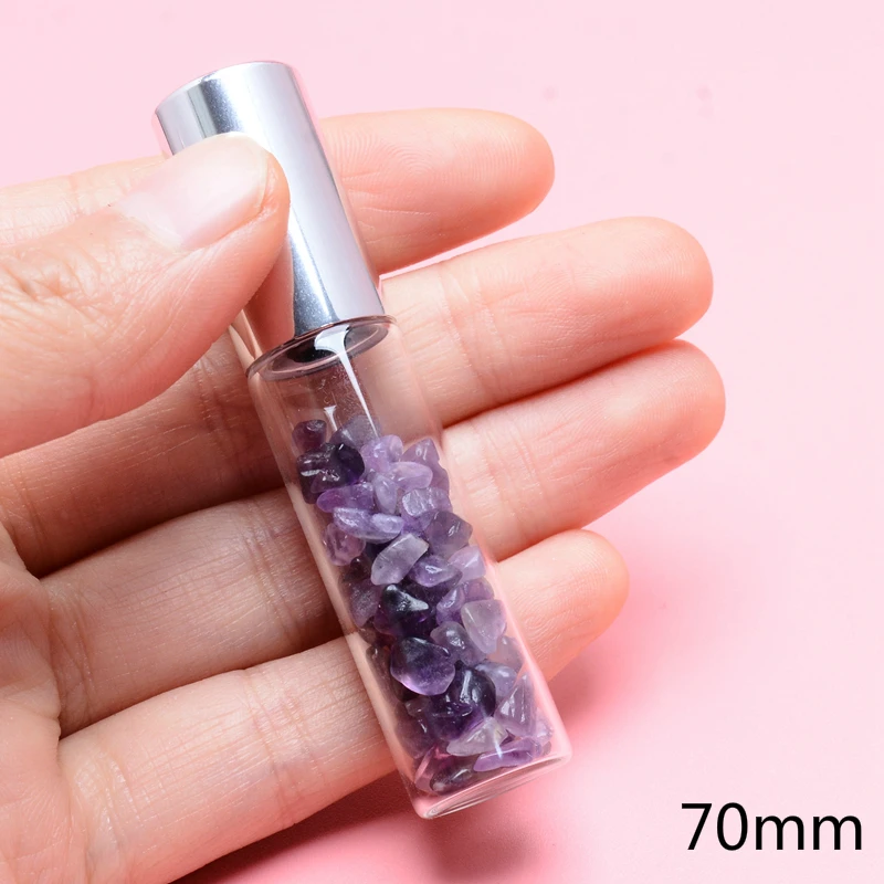 70mm-Amethyst QilmilyNatural камень Стекло эфирное масло косметика парфюмерия диспенсер 70/98 мм для Для женщин Для мужчин колеса духов дома изысканное украшение производителя "Gift Souvenir" - Окраска металла: 70mm-Amethyst