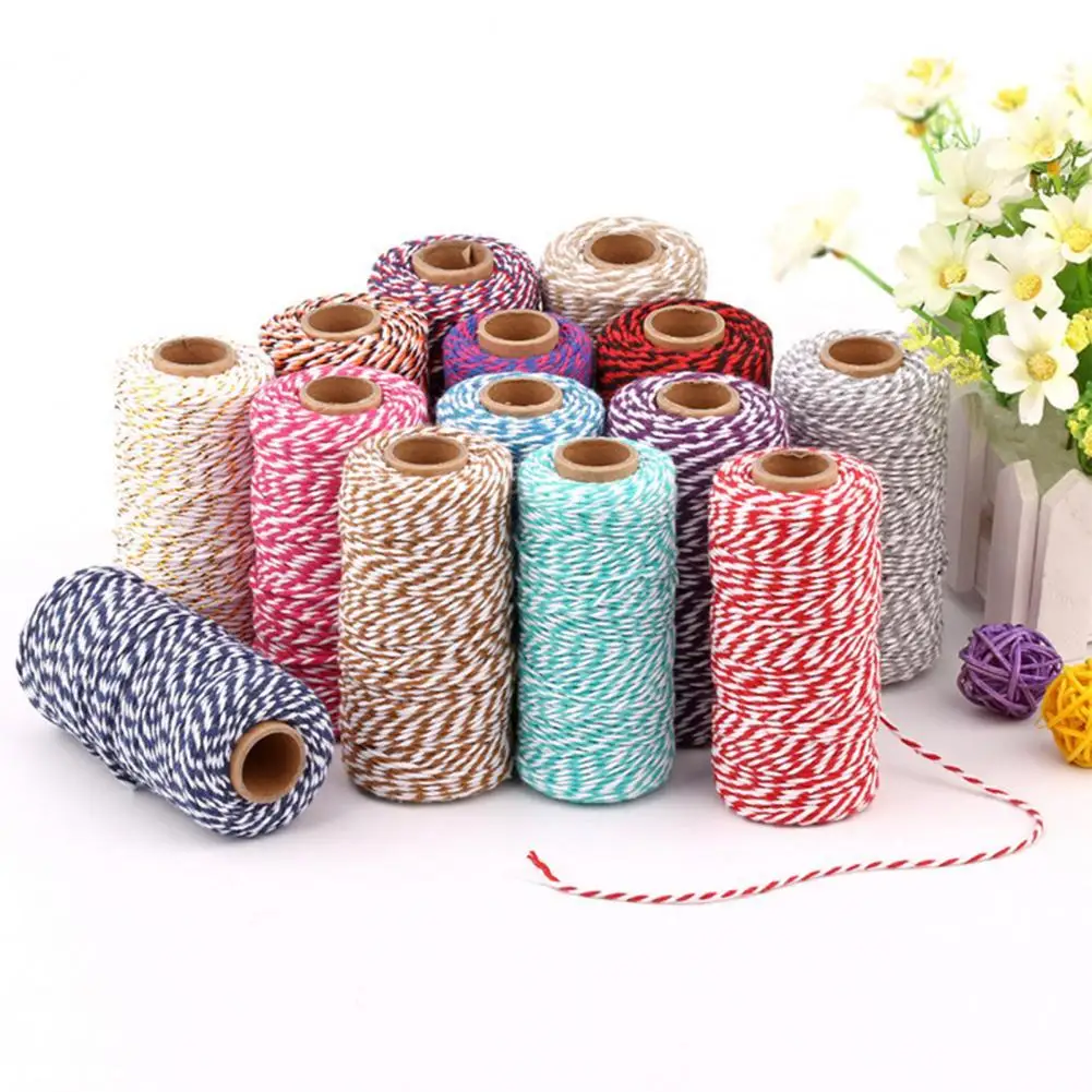 

40% Dropshipping!!1 Roll 2mm Cotton Twisted Cord Multi-color Soft Colorfast 2 Strand Twisted Cotton Rope Macrame Yarn for Wall H