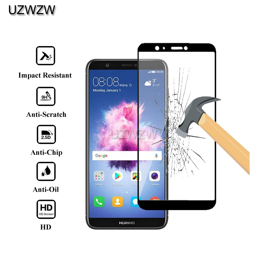 2 шт для huawei P Smart(5,65 дюйма) стекло полное покрытие закаленное стекло для huawei P Защита экрана смартфона защитное стекло