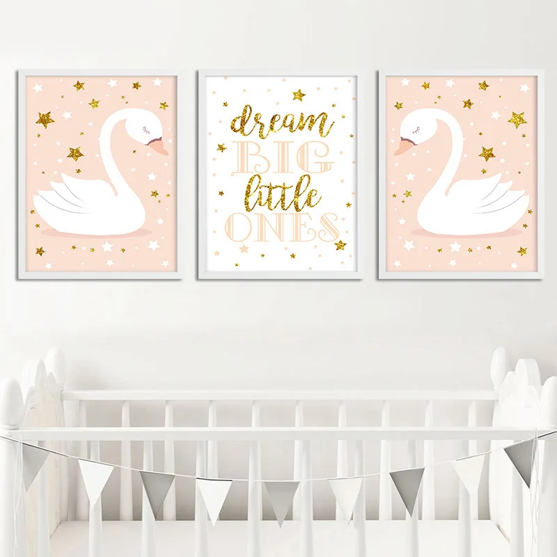 Лебедь детская Цитата Холст Плакаты и принты настенная живопись скандинавский