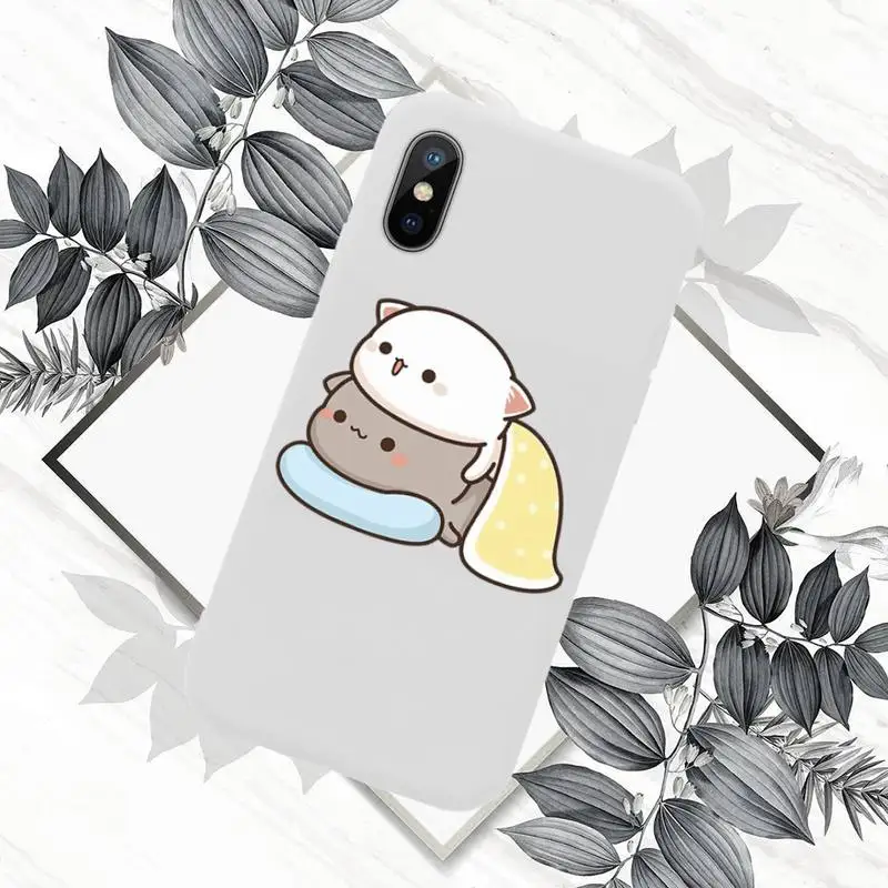 

Jemy Peach Cat Cartoon Phone Case White Candy Color for iPhone 11 12 mini pro XS MAX 8 7 6 6S Plus X SE 2020 XR