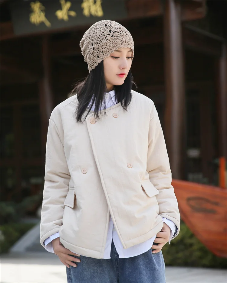 Aransue New Cotton Linen Coat Women Winter Clothing Short Design Warm Jacket Chaquetas De Mujer 2020