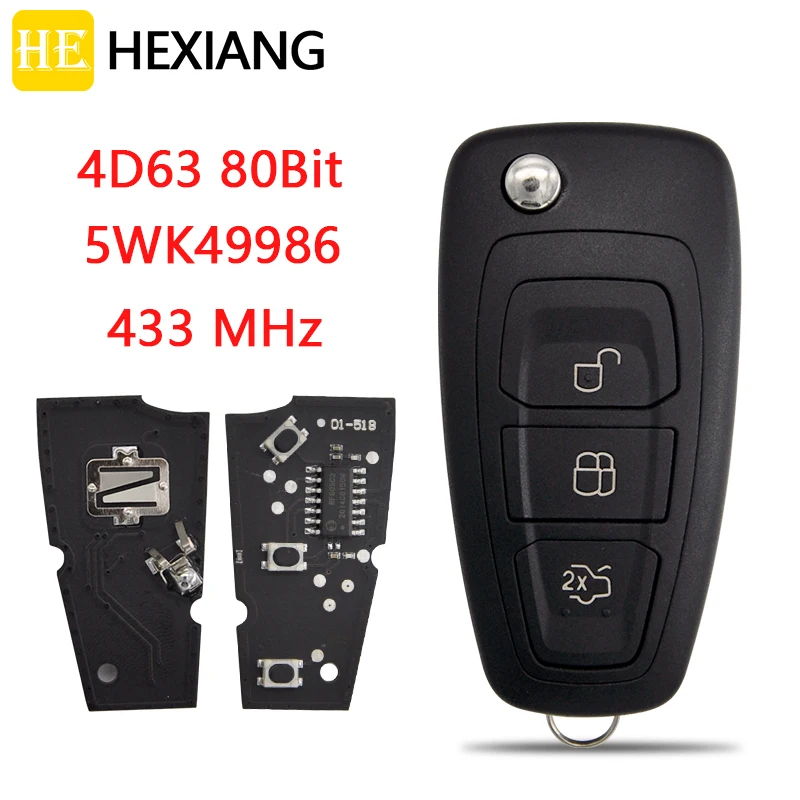 Раскладной Автомобильный пульт дистанционного управления HEXIANG для Ford C-Max S-Max Focus