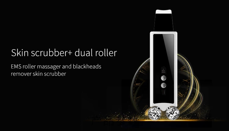 Koop 2 In 1 Ems Dual Roller & Ultrasone Facial Skin Scrubber Schop Schoonheid Apparaat Comedondrukker Pore Cleaning Machine Gezicht Zorg