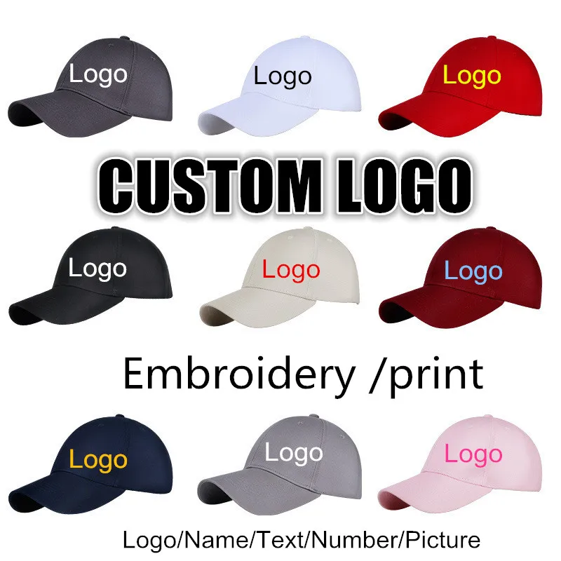 

New 1pc free logo Diy embroidery adult men casual cotton baseball cap Women adjustable Custom logo trucker snapback hats