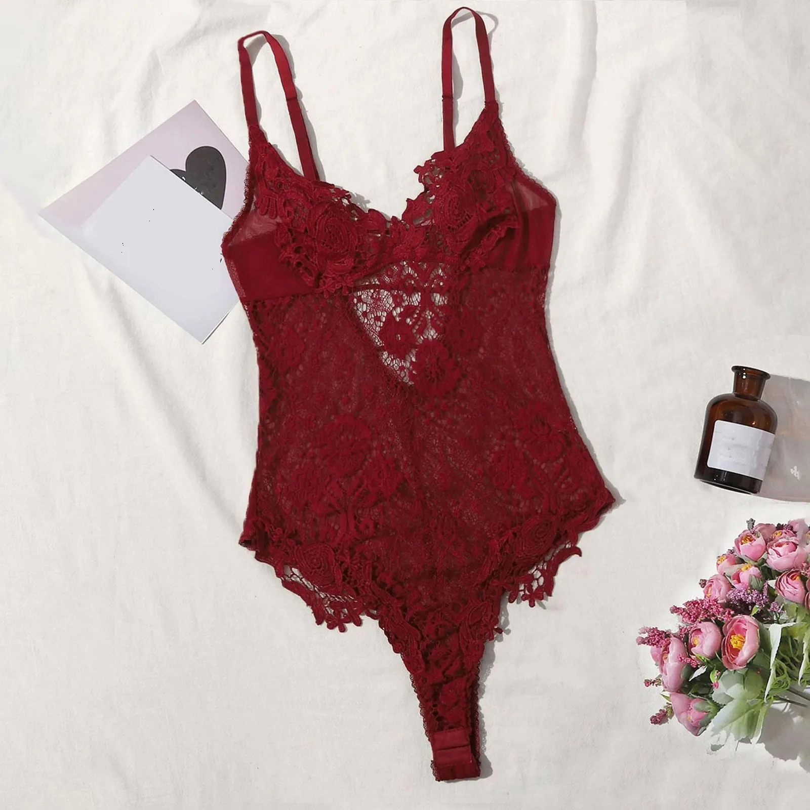 

Сексуальное Прозрачное Кружевное боди на бретельках экзотическое боди комбинезон цельное нижнее белье пижамы Новинки Женская одежда для с...