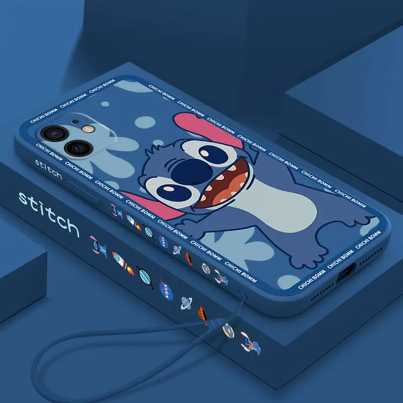 

Disney Stitch Cartoon Mobile Phone Case with Wristband for iPhone 7/8 plus x/xs xr xsmax 11 pro max 12pro max Cute phone Shell