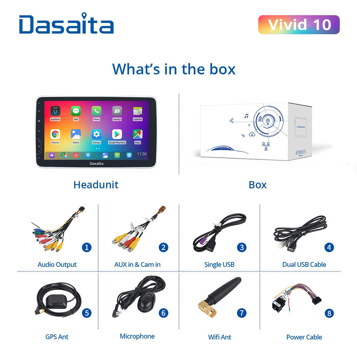 Автомобильная магнитола Dasaita Vivid универсальная мультимедийная система на Android с