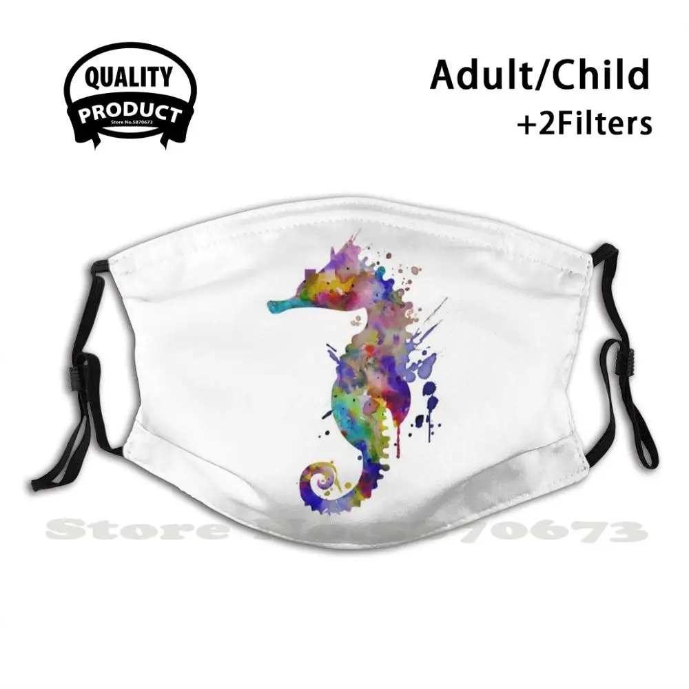 

Цветная маска силуэт морского конька забавная крутая Тканевая маска красочный силуэт морского конька акварельная картина силуэт акварели