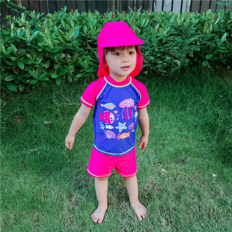 Брендовый Купальник для девочек комплект из двух предметов купальник с коротким