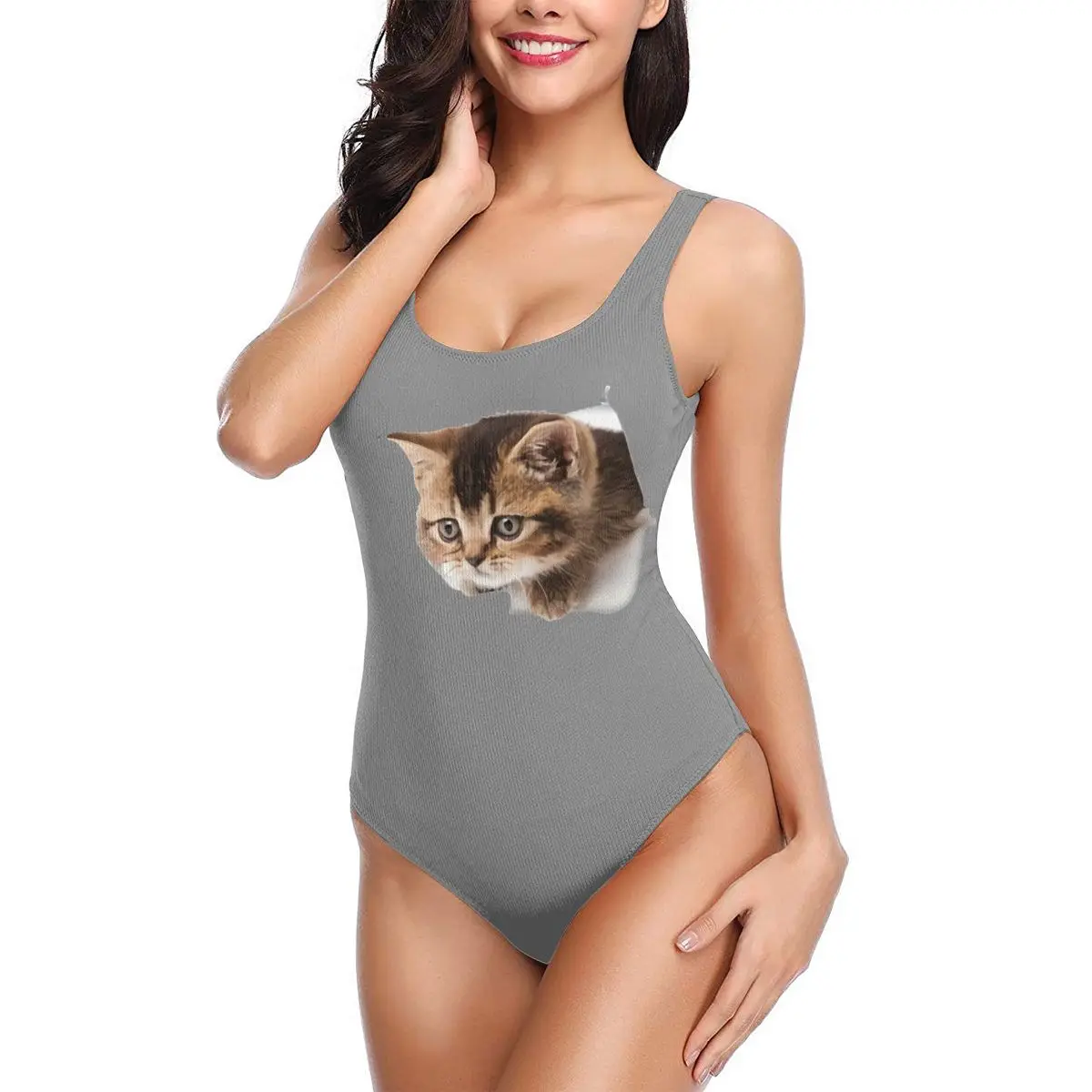 

Женские пикантные бикини 2021, женский купальник с сомалийским котом, Цельный купальник, пляжная одежда с мультяшным котом для женщин