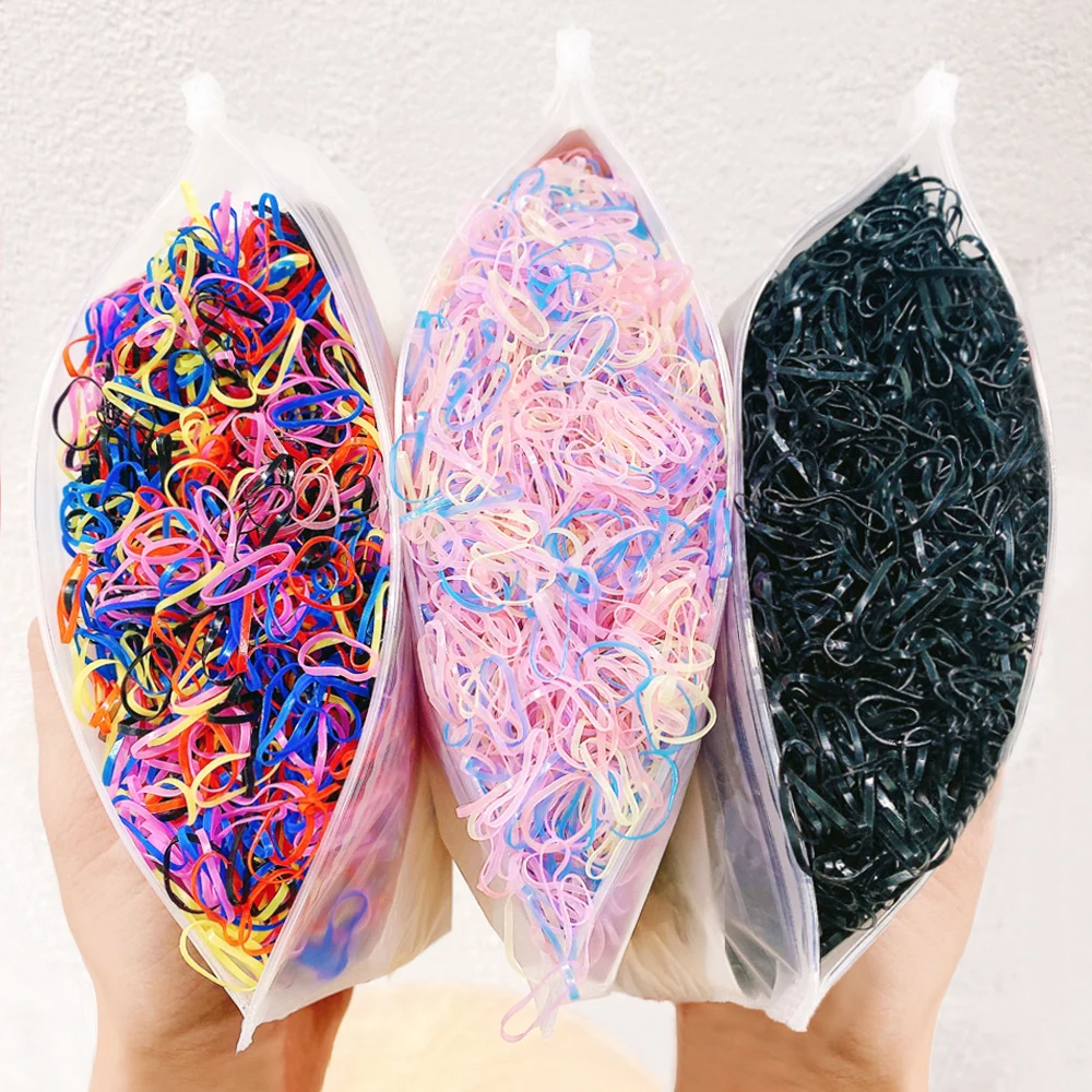 

2000Pcs/Pack Colorful Small Disposable Hair Bands Scrunchie Girls Elastic Rubber Band Ponytail Holder Hair Accessories Hair Ties