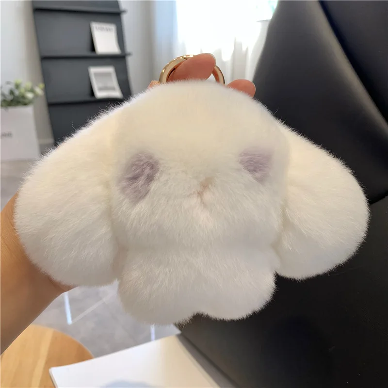 

Cute Big White Rabbit Otter Hair Car Keychain Pendant Plush Doll Bag Ornament Diy Keychain Accessories Birthday Gift