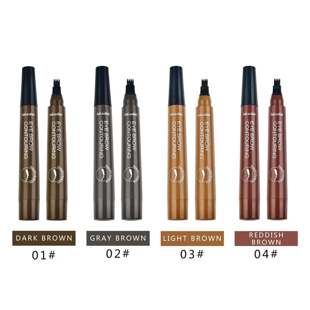 

4Color Four Tips Eyebrow Pen Eyebrow Tattoo Pencil Waterproof Smudge-proof Micro-Fork Liquid Eyebrow Pencil Eye Makeup Cosmetics